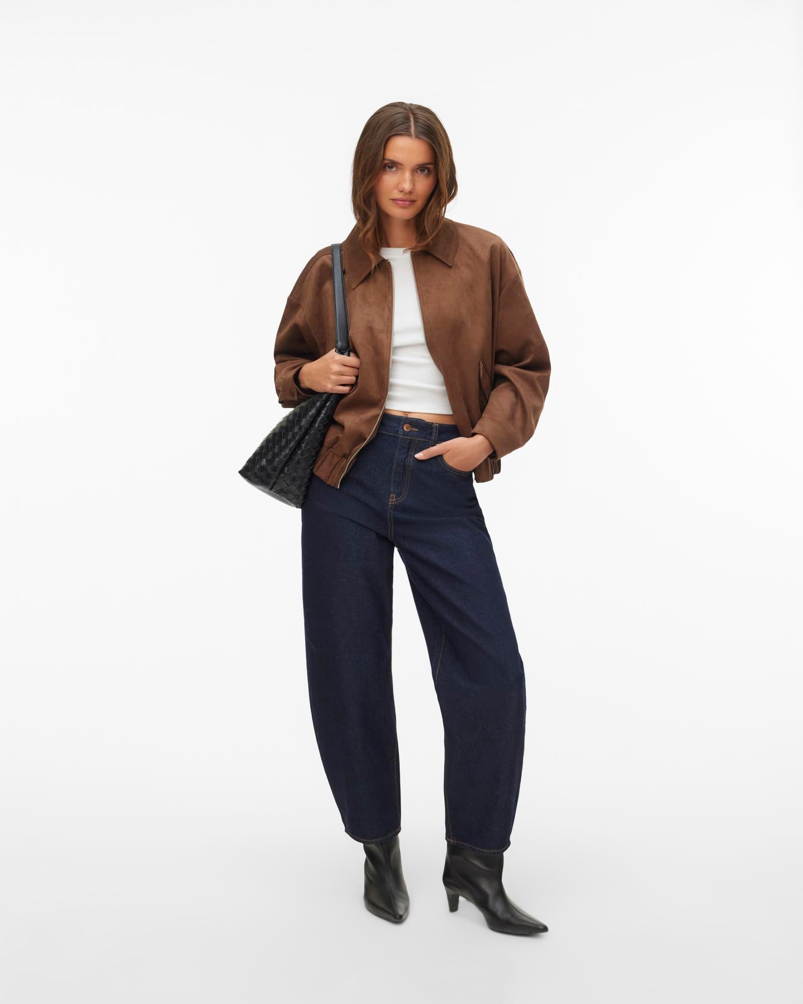 VMSALINA FAUX SUEDE BOMBER JACKET